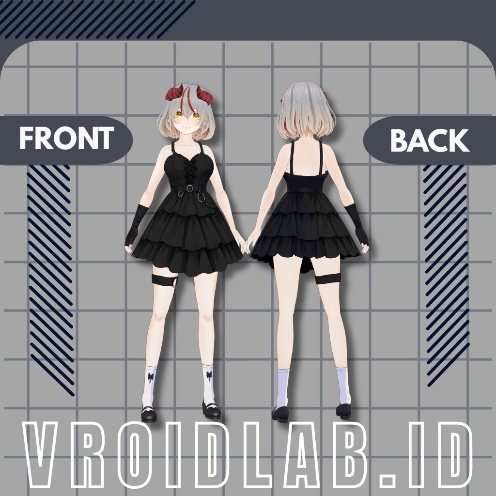 黒の幻想ドレス – VRoid Gothic Dress for Female | Anime Style