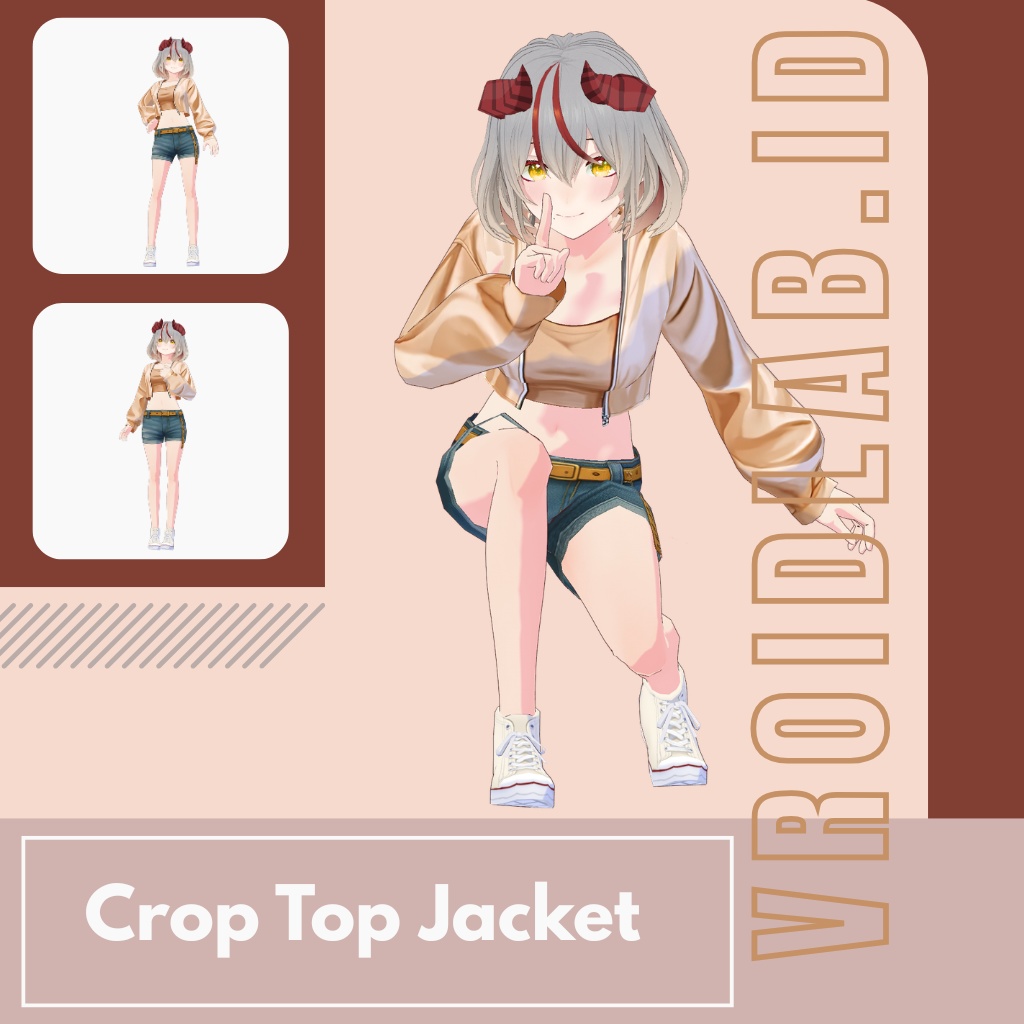 Crop Top Jacket クロップトップジャケット | VRoid Studio Outfit | Anime Style | Virtual Fashion