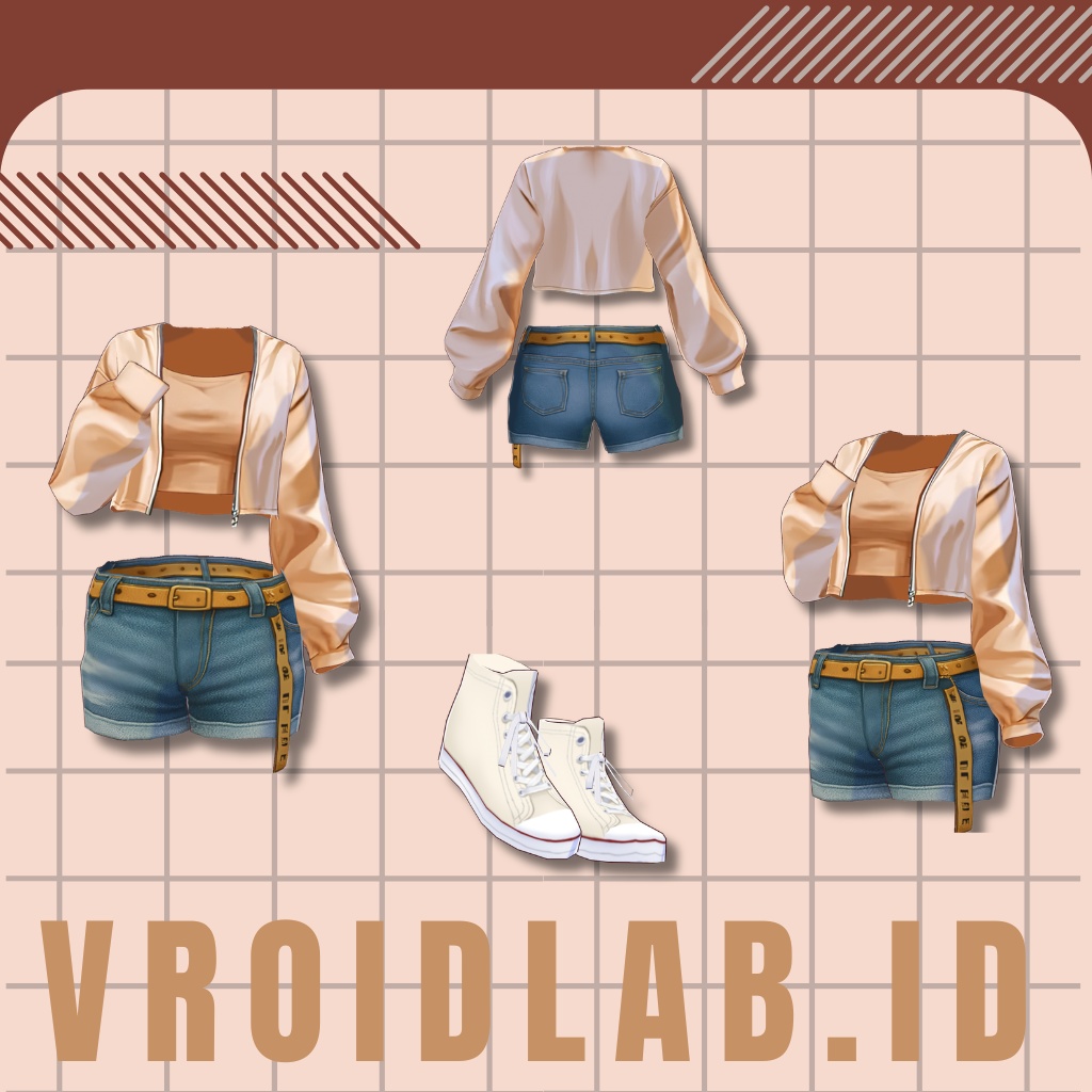 Crop Top Jacket クロップトップジャケット | VRoid Studio Outfit | Anime Style | Virtual Fashion