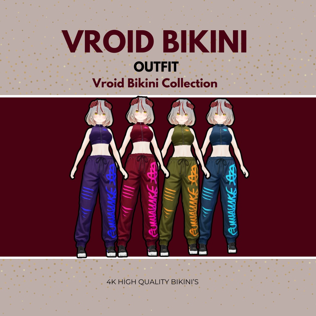 PACKAGE VRoid Neon Street Bikini Set | Female Outfit | Anime Style