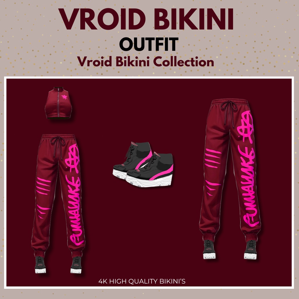 PACKAGE VRoid Neon Street Bikini Set | Female Outfit | Anime Style
