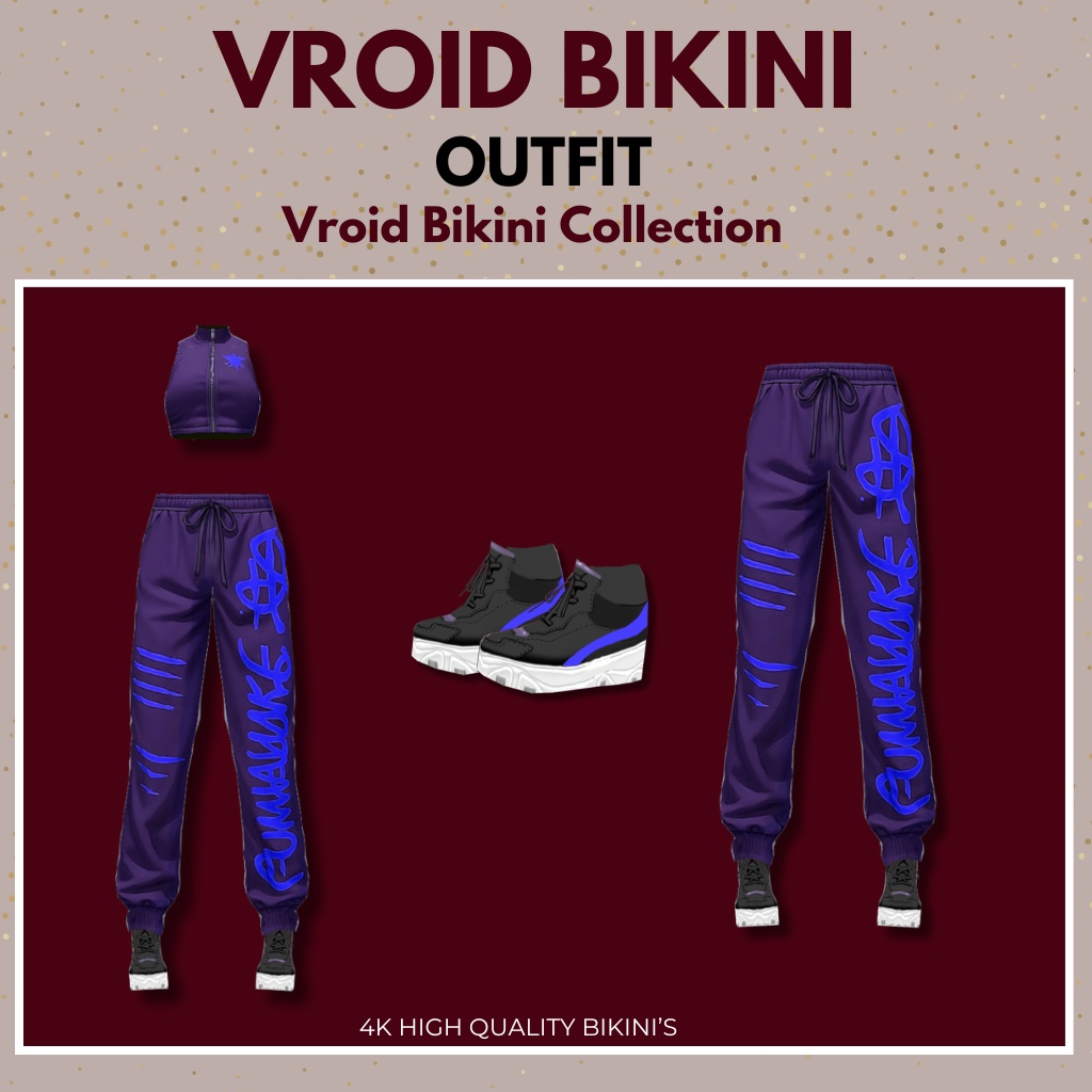 PACKAGE VRoid Neon Street Bikini Set | Female Outfit | Anime Style