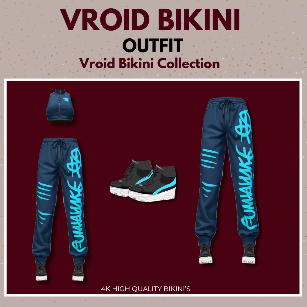 PACKAGE VRoid Neon Street Bikini Set | Female Outfit | Anime Style