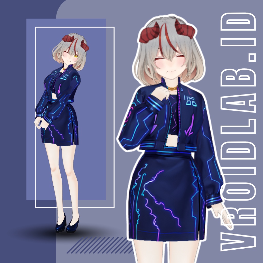 VRoid Cyberpunk Dress for Female | VRoid Studio Outfit | Anime Style