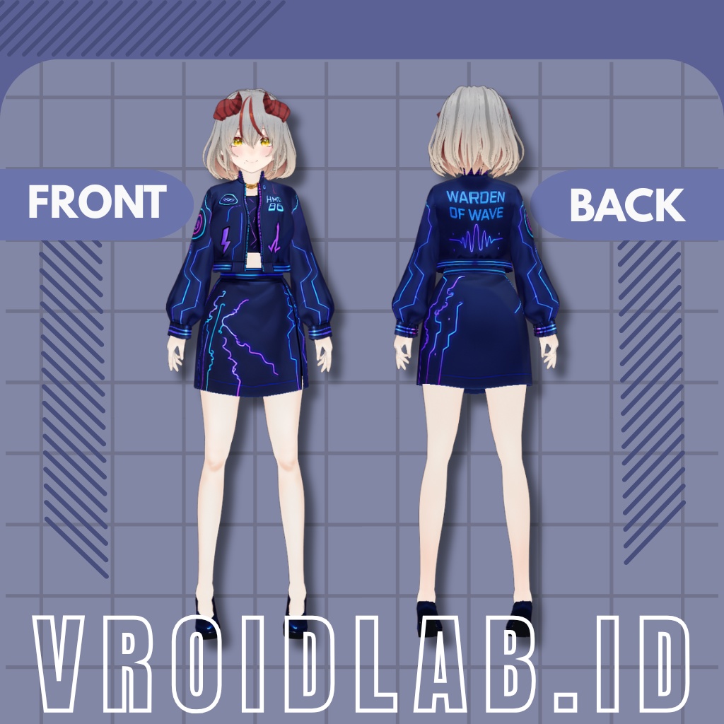 VRoid Cyberpunk Dress for Female | VRoid Studio Outfit | Anime Style
