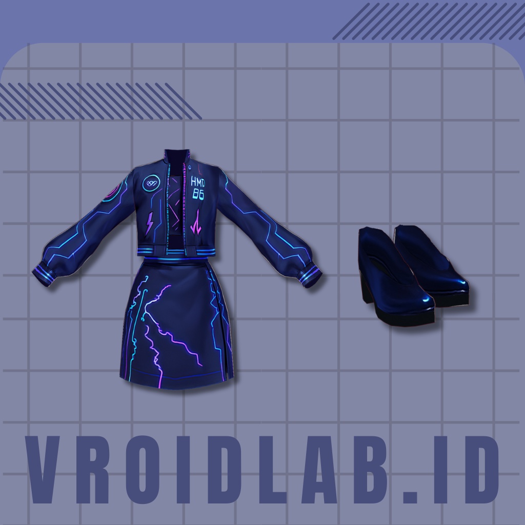 VRoid Cyberpunk Dress for Female | VRoid Studio Outfit | Anime Style