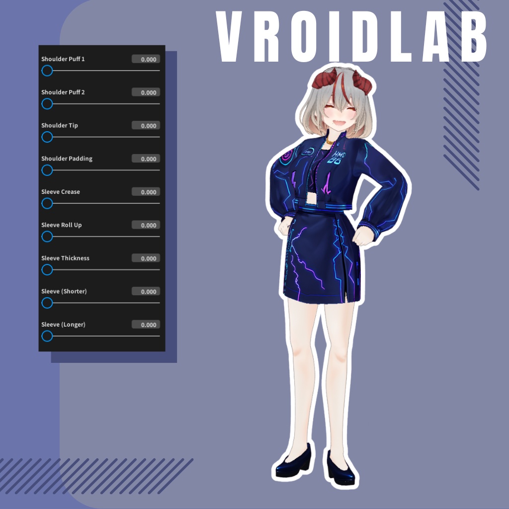 VRoid Cyberpunk Dress for Female | VRoid Studio Outfit | Anime Style