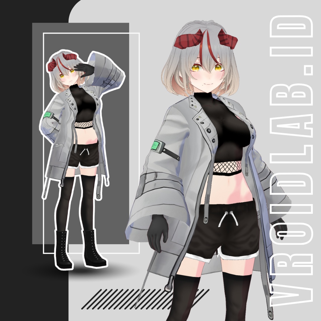 VRoid Techwear Street Outfit for Female | Anime Style