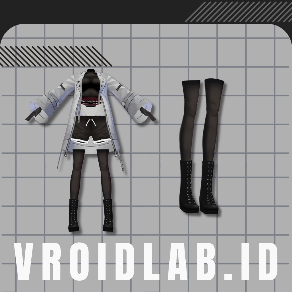 VRoid Techwear Street Outfit for Female | Anime Style