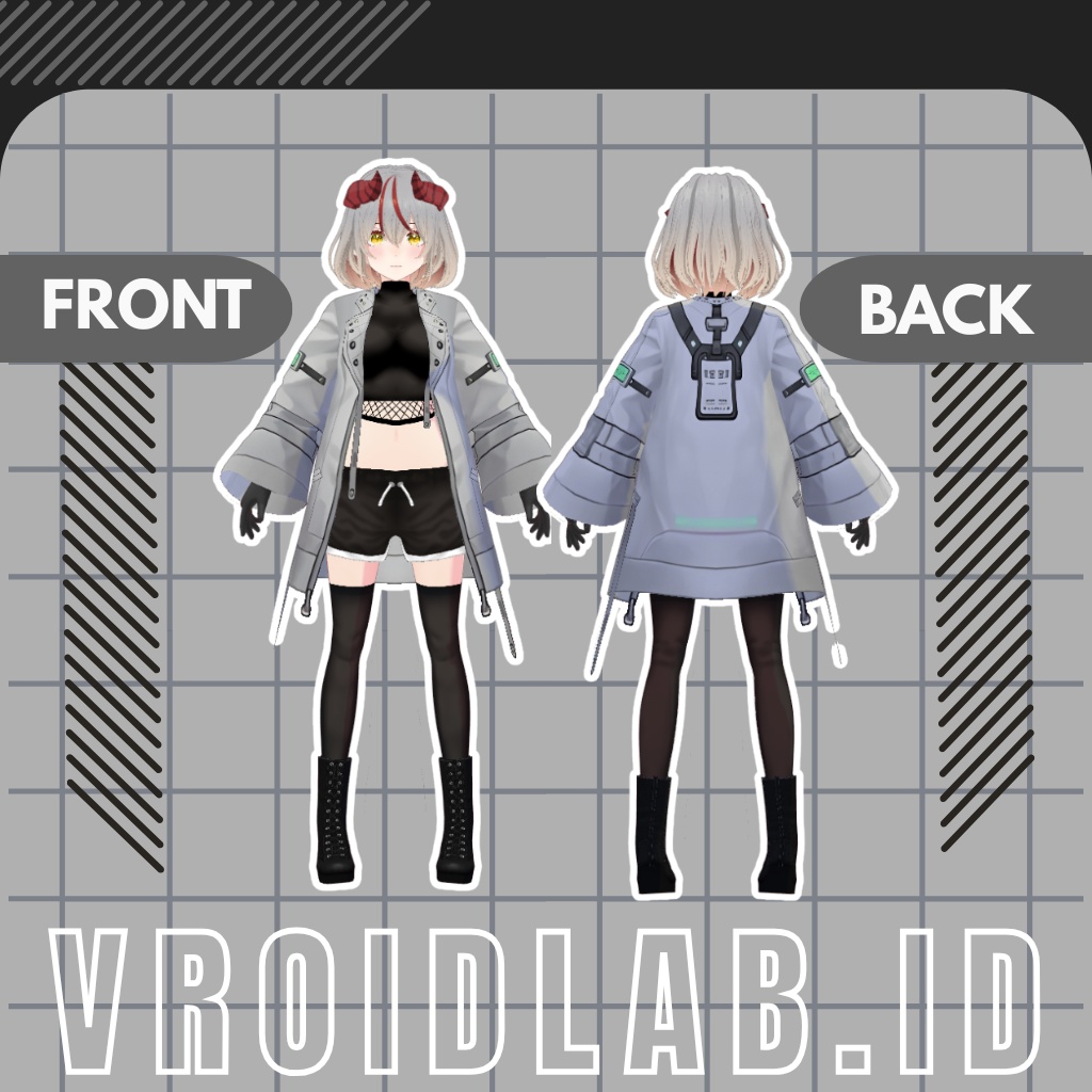 VRoid Techwear Street Outfit for Female | Anime Style