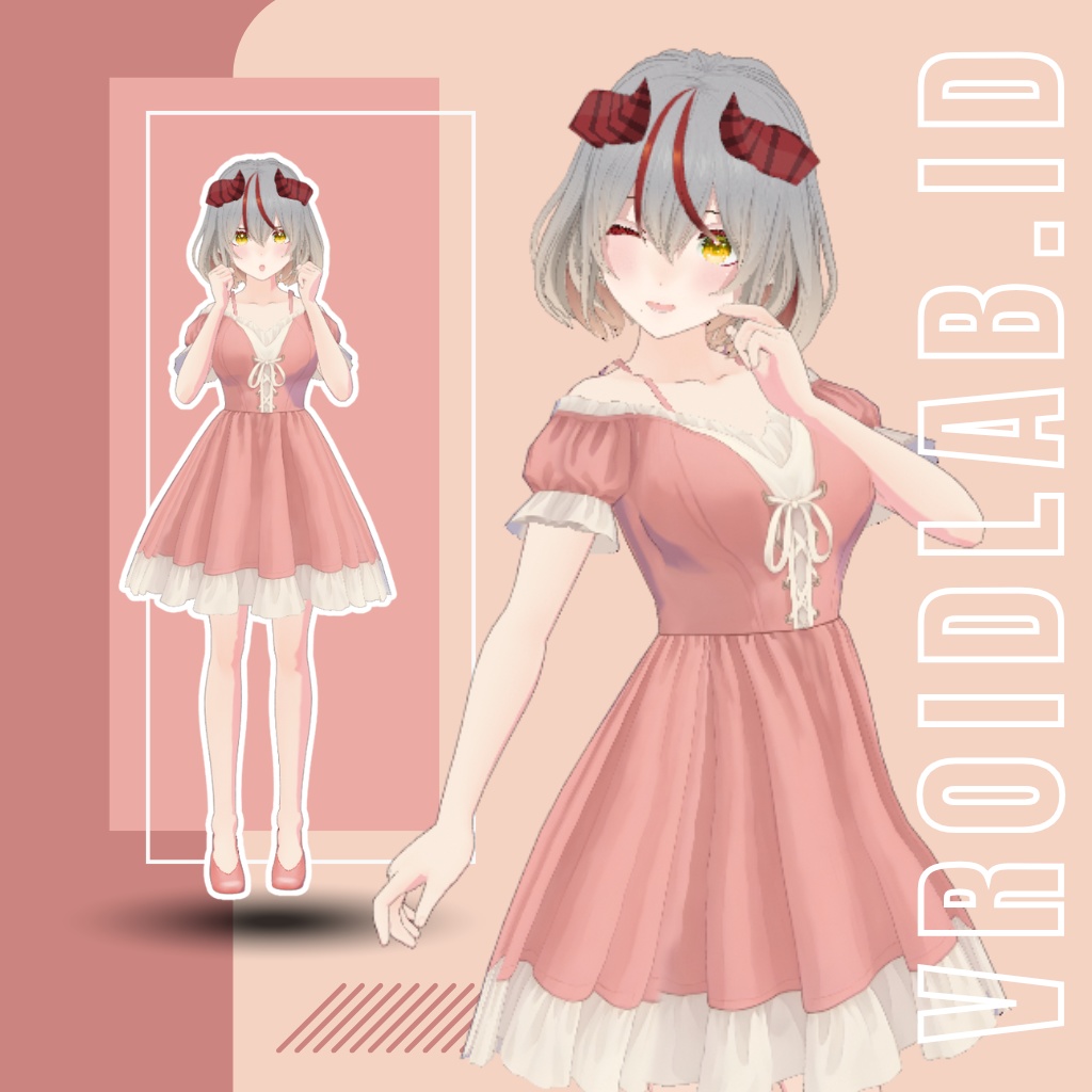 VRoid Romantic Pink Dress for Female | VRoid Studio Outfit