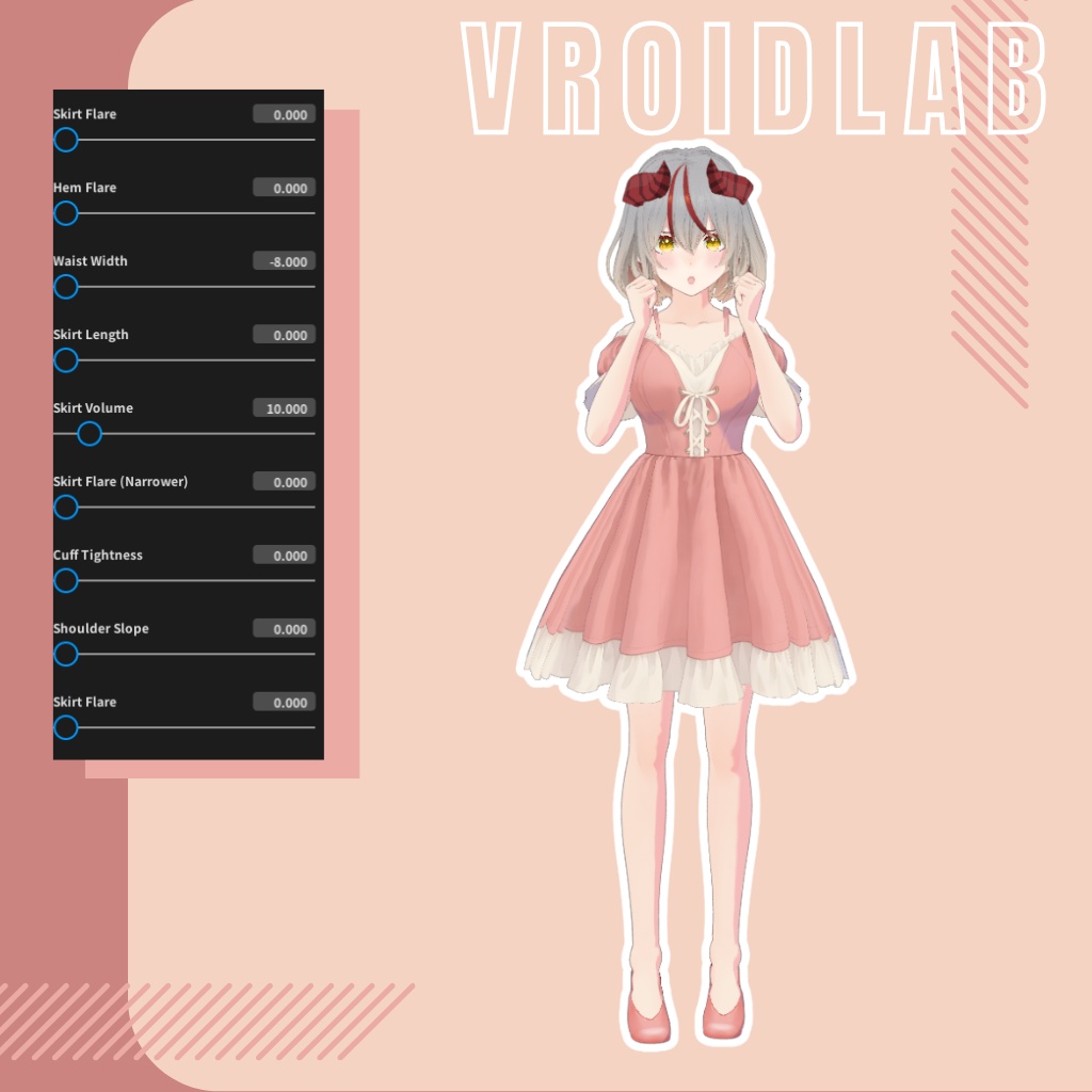 VRoid Romantic Pink Dress for Female | VRoid Studio Outfit
