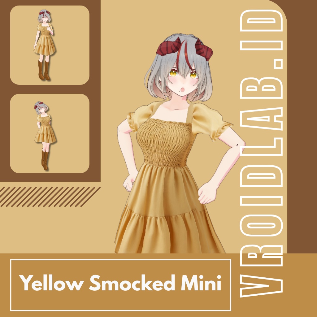 Yellow Smocked Mini | VRoid Studio Outfit | Anime Style | Virtual Fashion