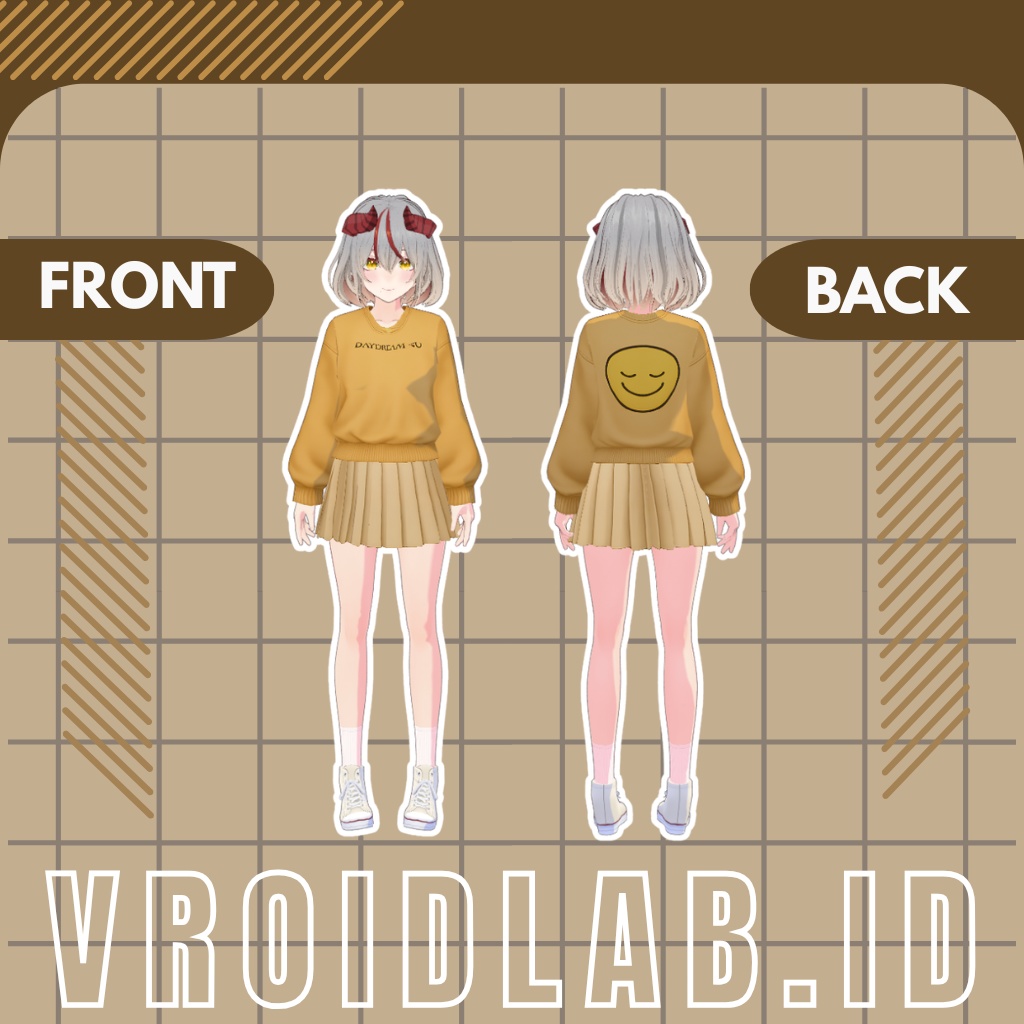 Yellow Crewneck Daydream | VRoid Studio Outfit | Anime Style | Virtual Fashion