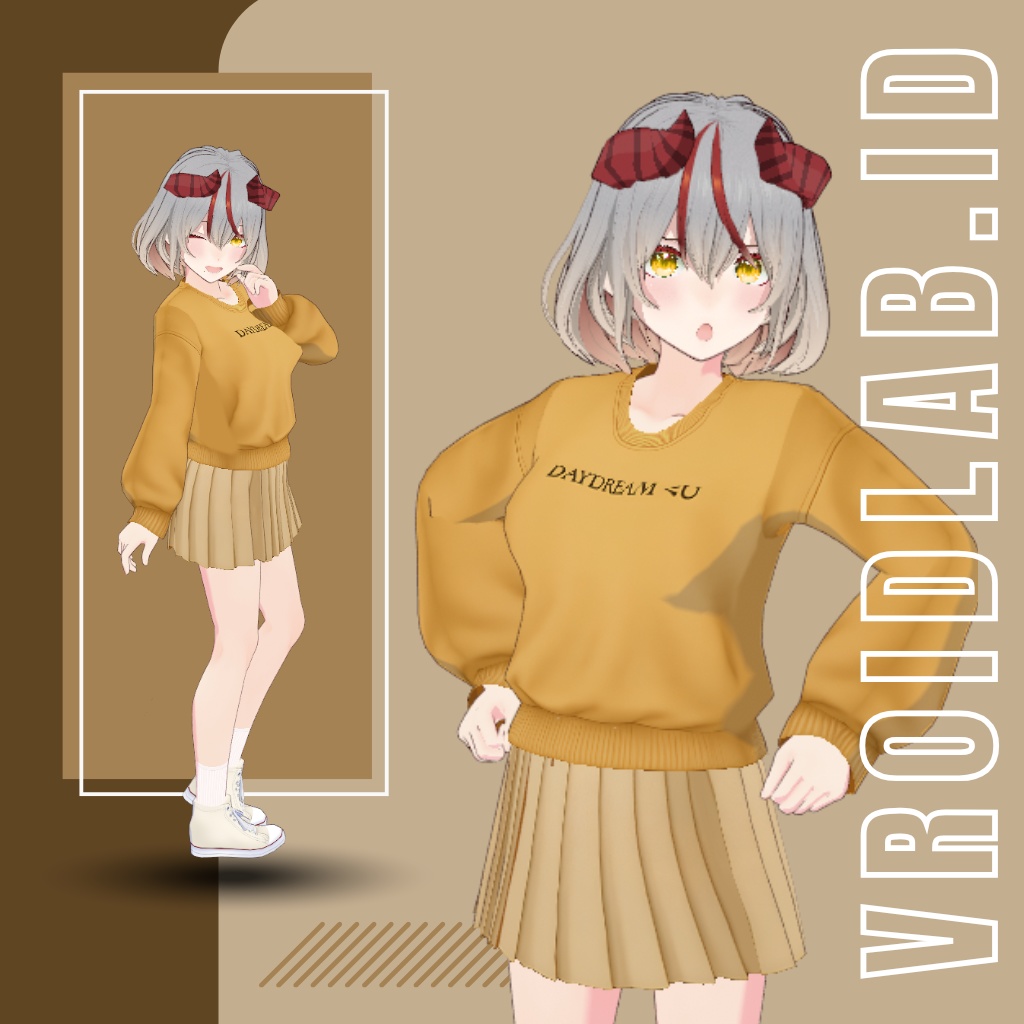 Yellow Crewneck Daydream | VRoid Studio Outfit | Anime Style | Virtual Fashion