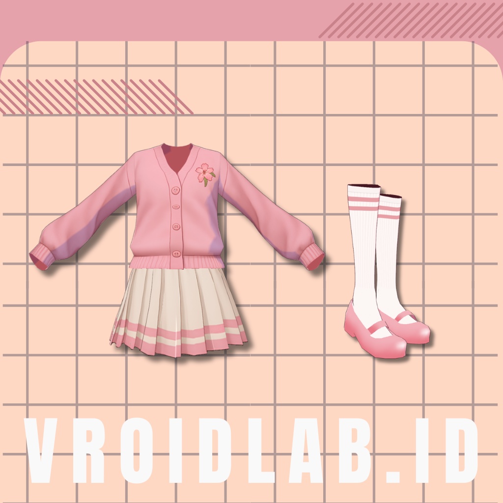 スイートガーリーコーデ Sweet Girly Coord | VRoid Studio Outfit | Anime Style | Virtual Fashion
