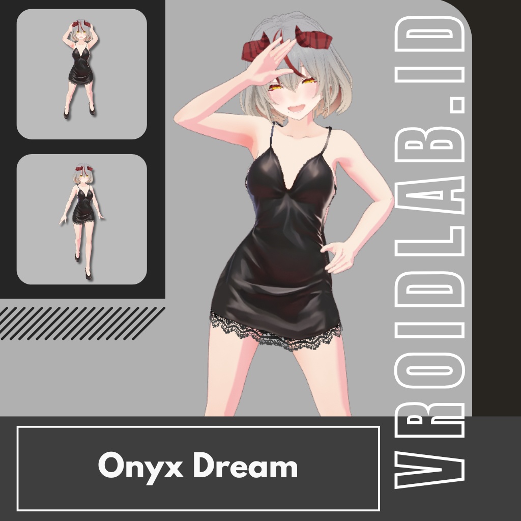 オニキス・ドリーム Onyx Dream | VRoid Studio Outfit | Elegant Nightwear Anime Style | Virtual Fashion