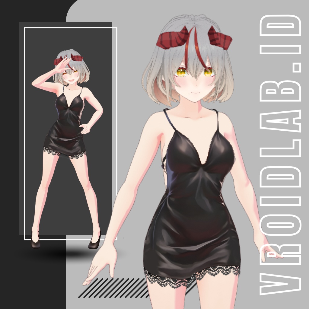 オニキス・ドリーム Onyx Dream | VRoid Studio Outfit | Elegant Nightwear Anime Style | Virtual Fashion