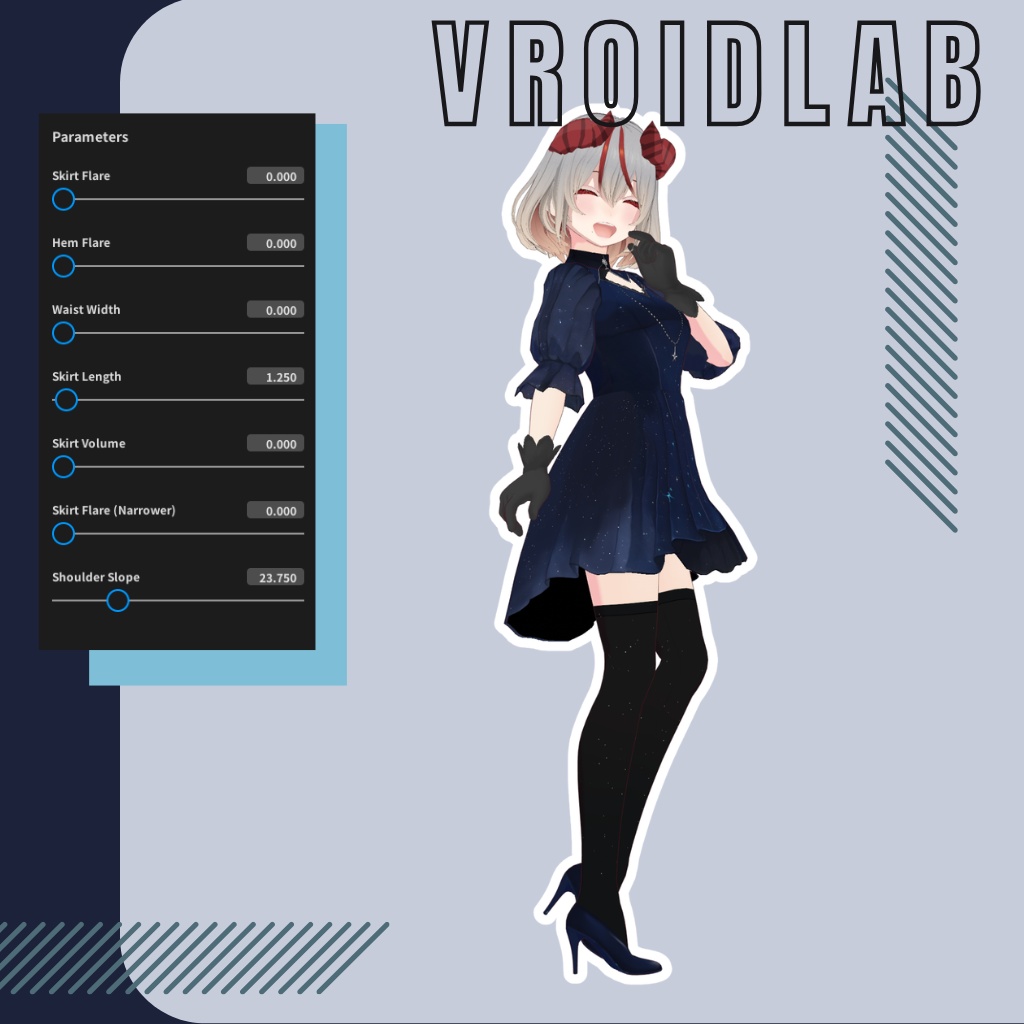 ノクターンブルーム Nocturne Bloom | Dress Guena | VRoid Studio Outfit | Anime Style | Virtual Fashion