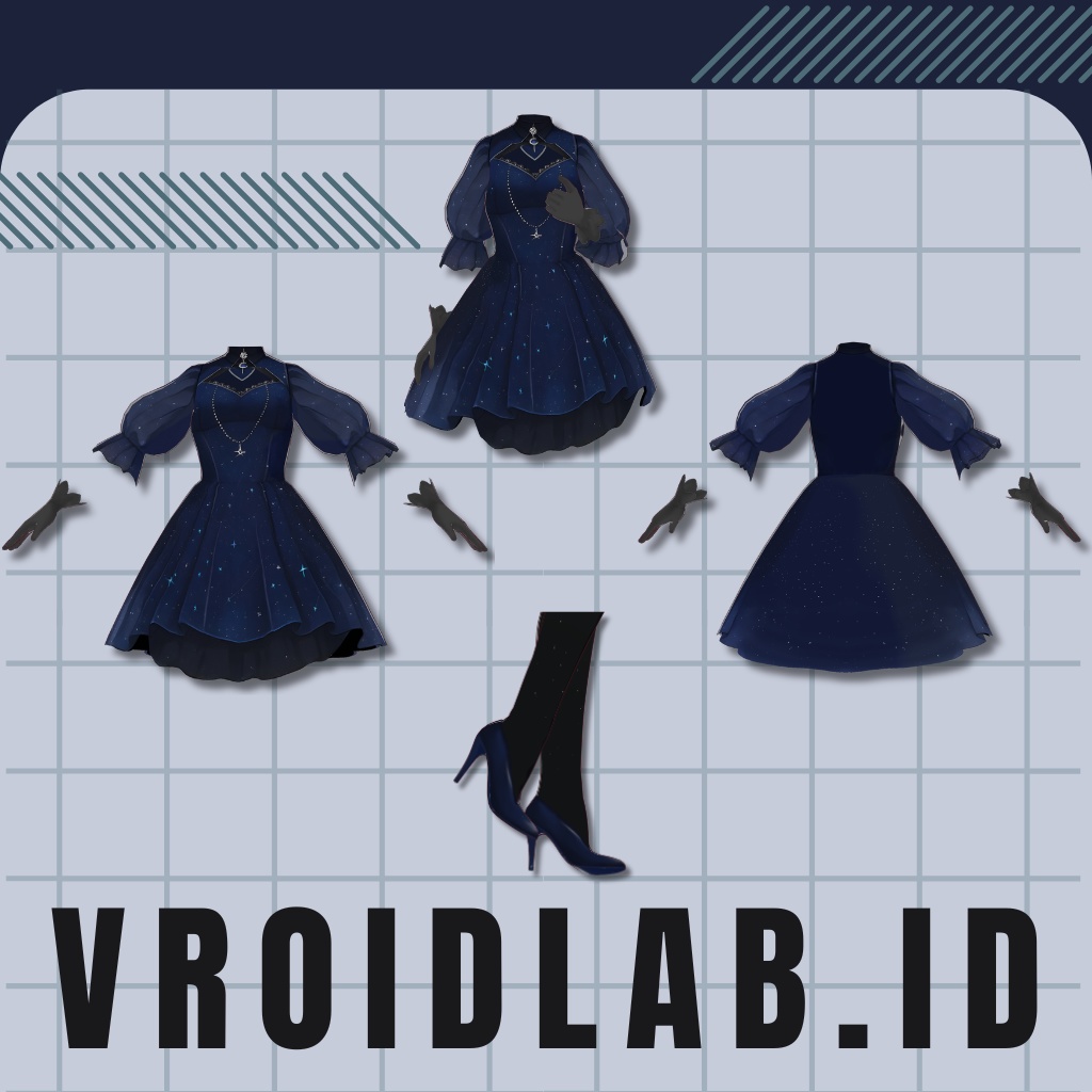 ノクターンブルーム Nocturne Bloom | Dress Guena | VRoid Studio Outfit | Anime Style | Virtual Fashion