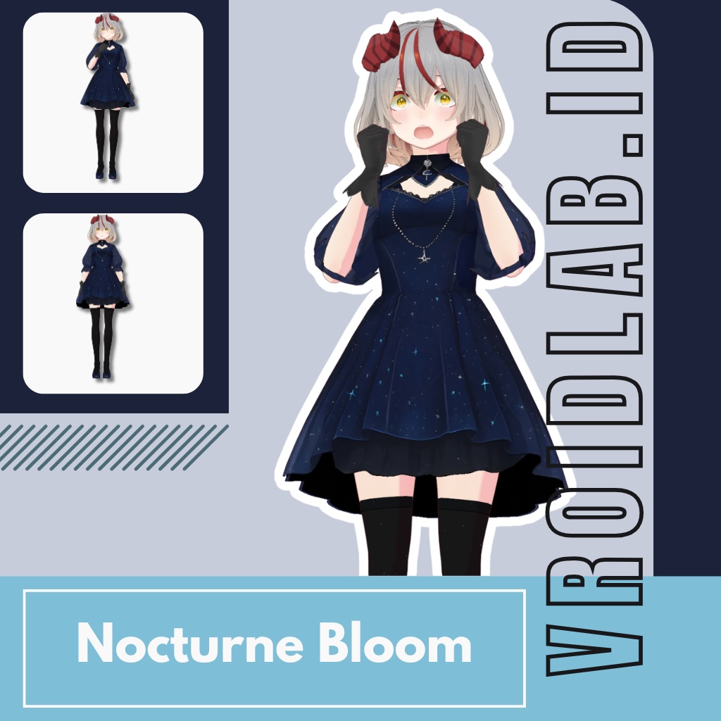 ノクターンブルーム Nocturne Bloom | Dress Guena | VRoid Studio Outfit | Anime Style | Virtual Fashion