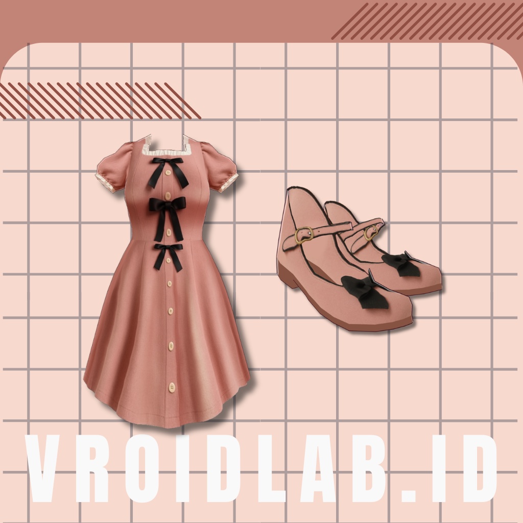 ロゼットチャーム Rosette Charm | VRoid Studio Outfit | Anime Style | Virtual Fashion