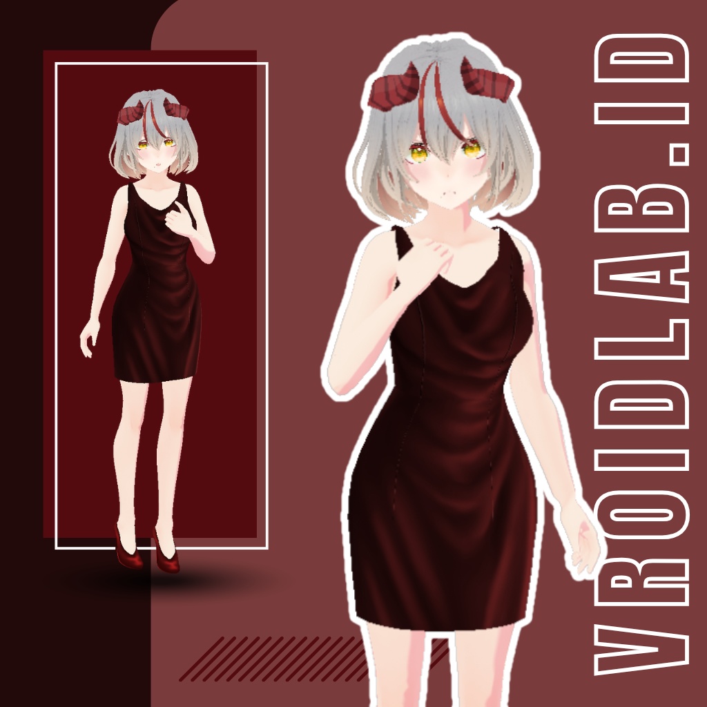 Crimson Elegance Dress | VRoid Studio Outfit | Anime Style | Virtual Fashion