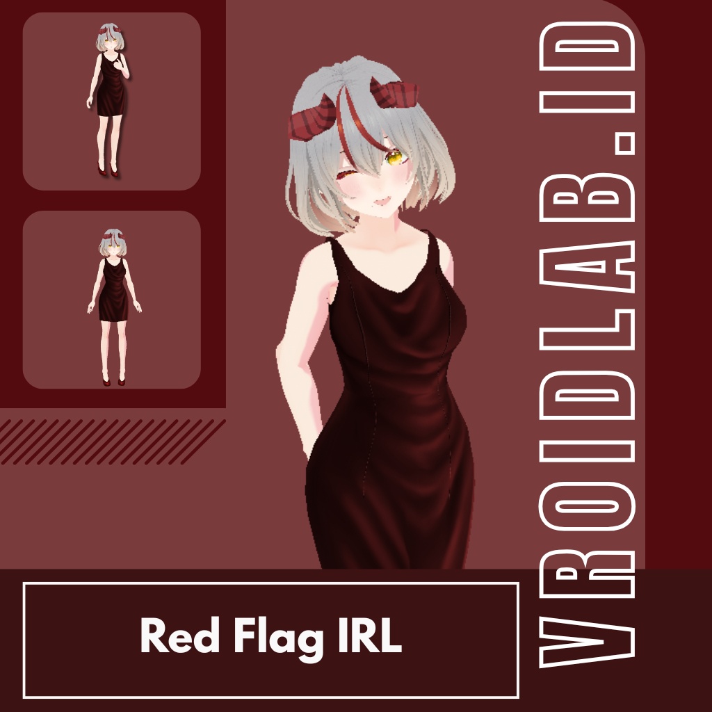Crimson Elegance Dress | VRoid Studio Outfit | Anime Style | Virtual Fashion