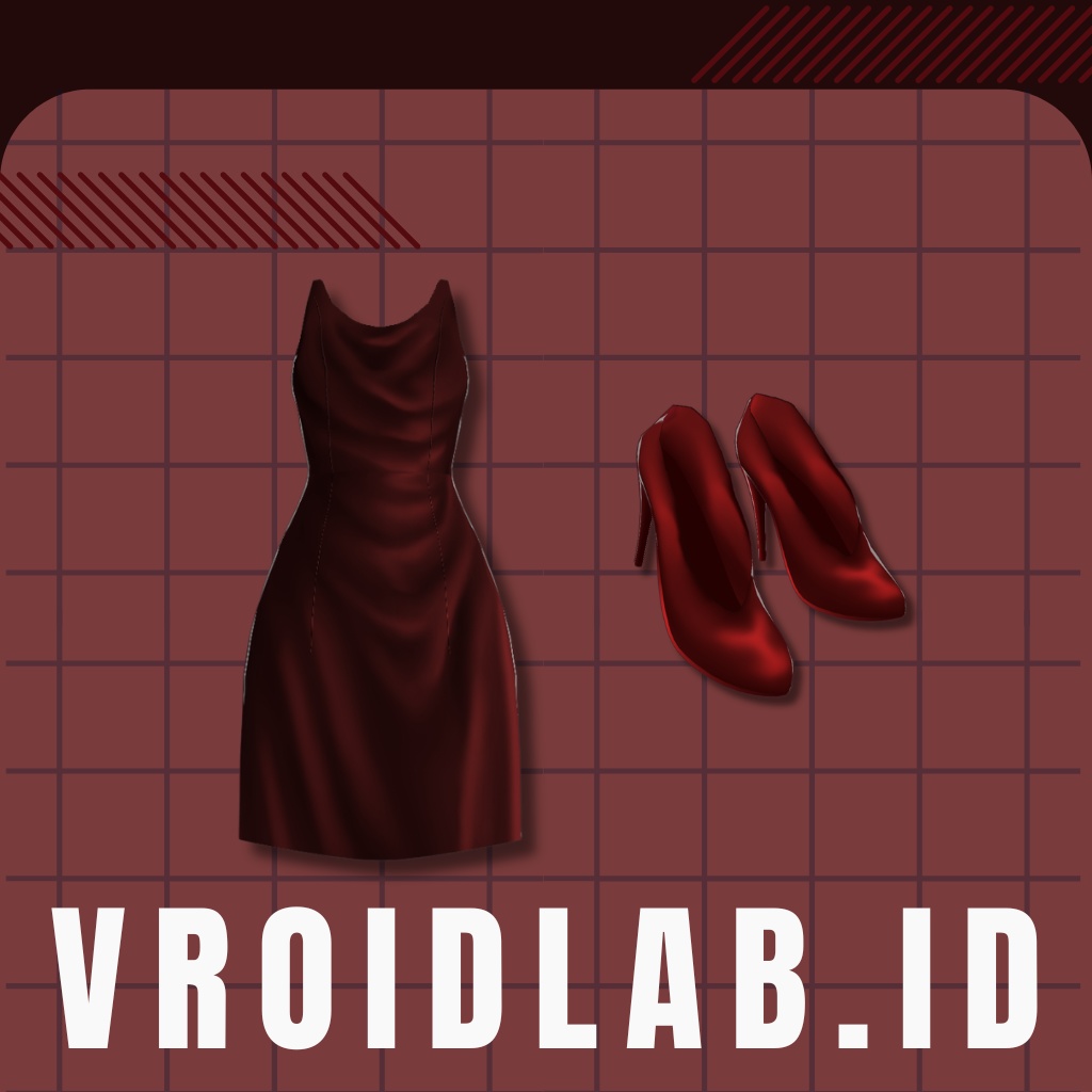 Crimson Elegance Dress | VRoid Studio Outfit | Anime Style | Virtual Fashion