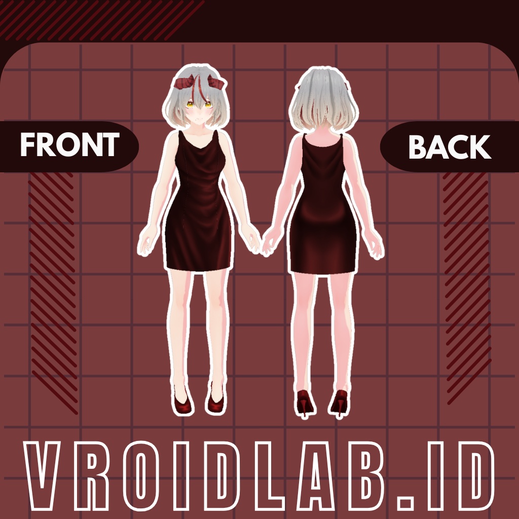 Crimson Elegance Dress | VRoid Studio Outfit | Anime Style | Virtual Fashion