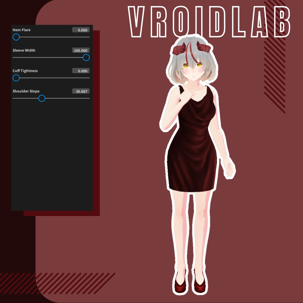 Crimson Elegance Dress | VRoid Studio Outfit | Anime Style | Virtual Fashion