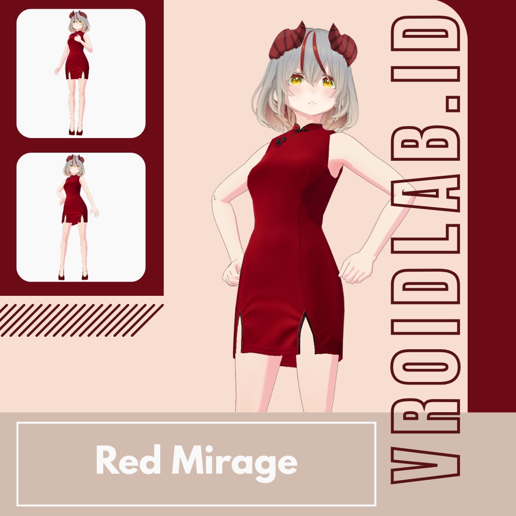 レッドミラージュ Red Mirage | VRoid Studio Outfit | Anime Style | Virtual Fashion