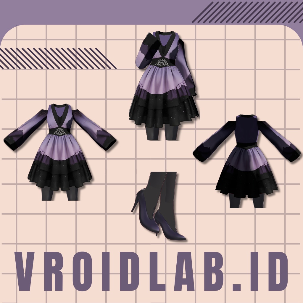 Kimono Hanabira 花びら着物 | VRoid Studio Outfit | Anime Style | Virtual Fashion