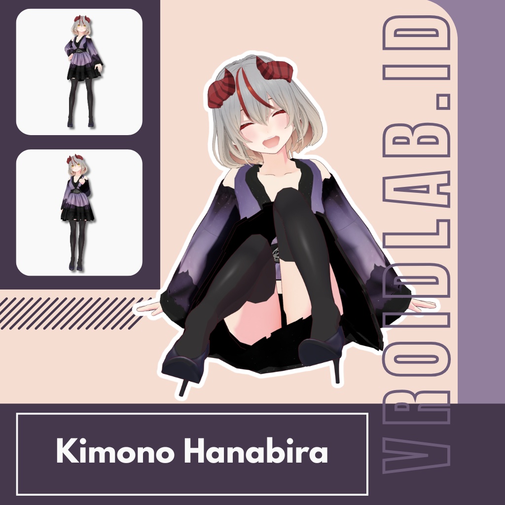 Kimono Hanabira 花びら着物 | VRoid Studio Outfit | Anime Style | Virtual Fashion
