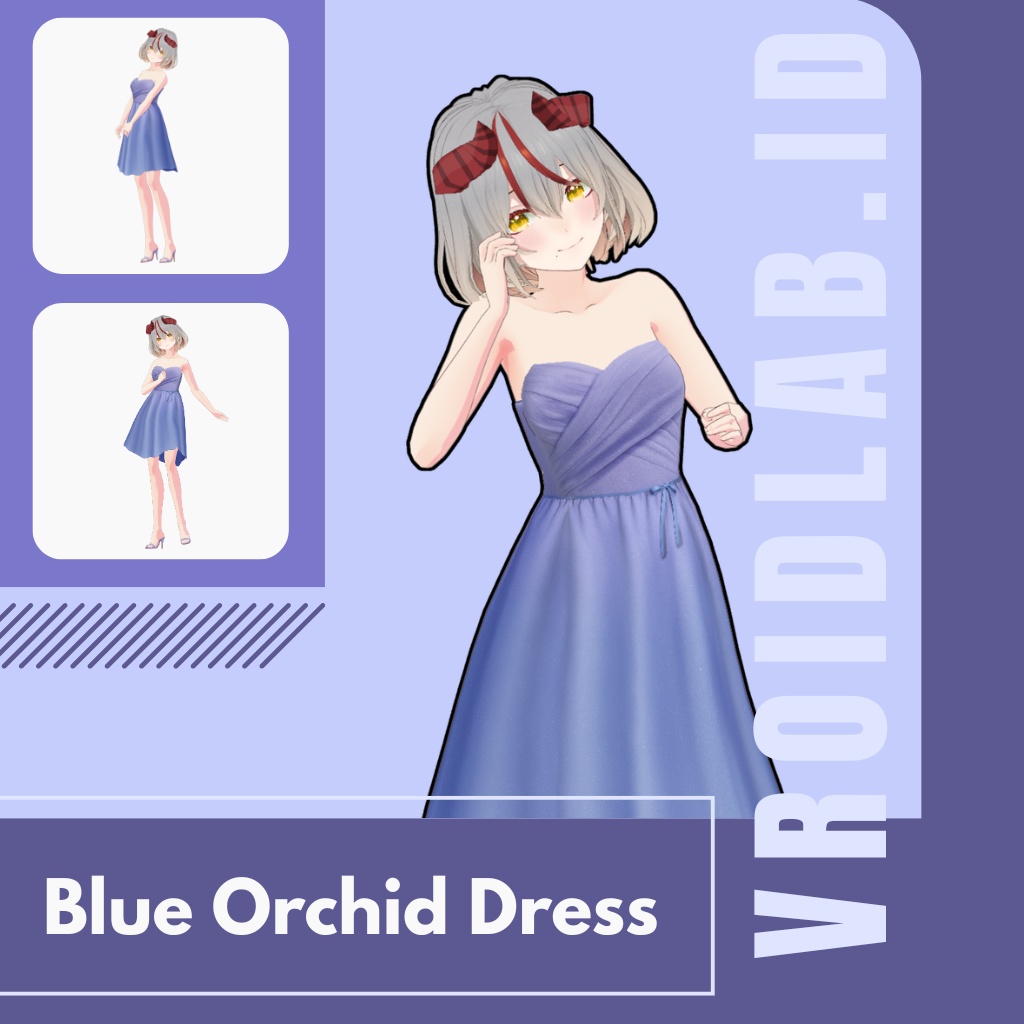 ぶるー おーきっど どれす | Blue Orchid Dress | VRoid Studio Outfit | Anime Style | Virtual Fashion