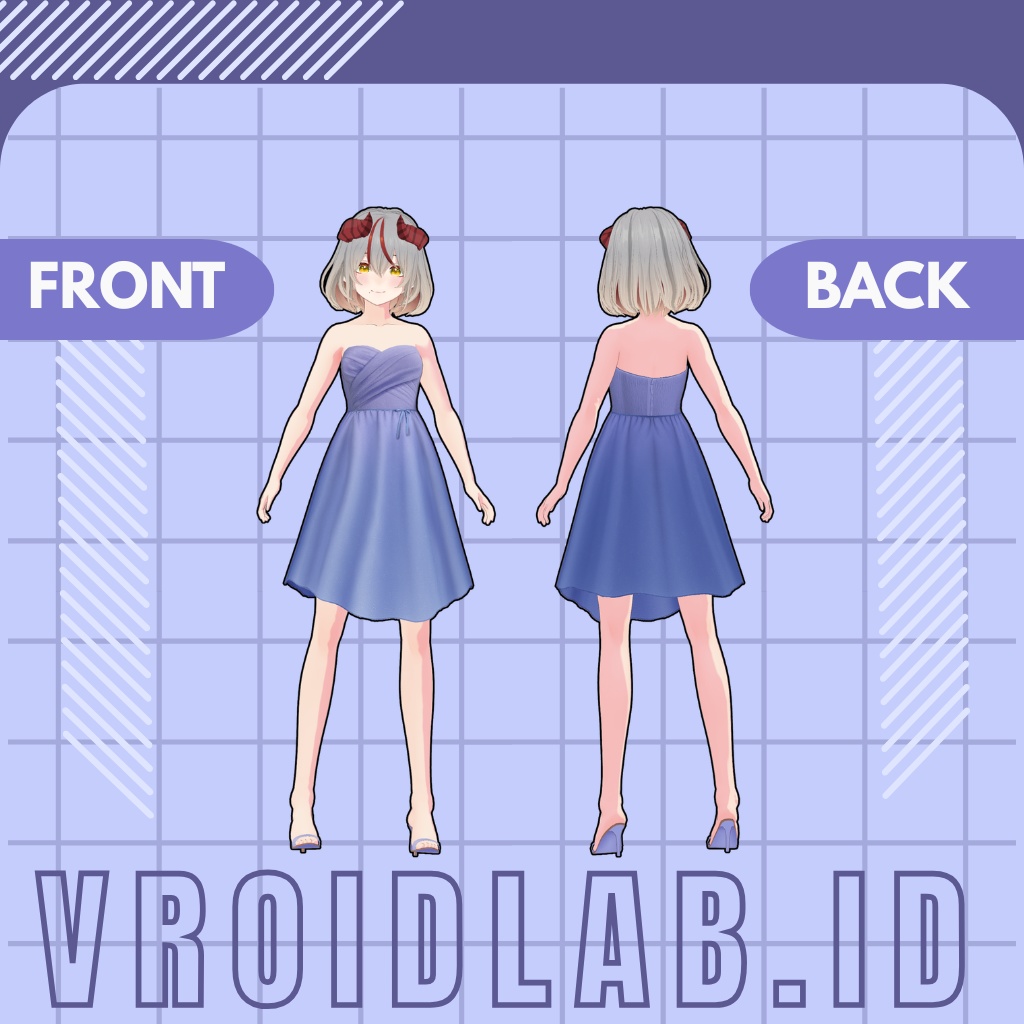 ぶるー おーきっど どれす | Blue Orchid Dress | VRoid Studio Outfit | Anime Style | Virtual Fashion