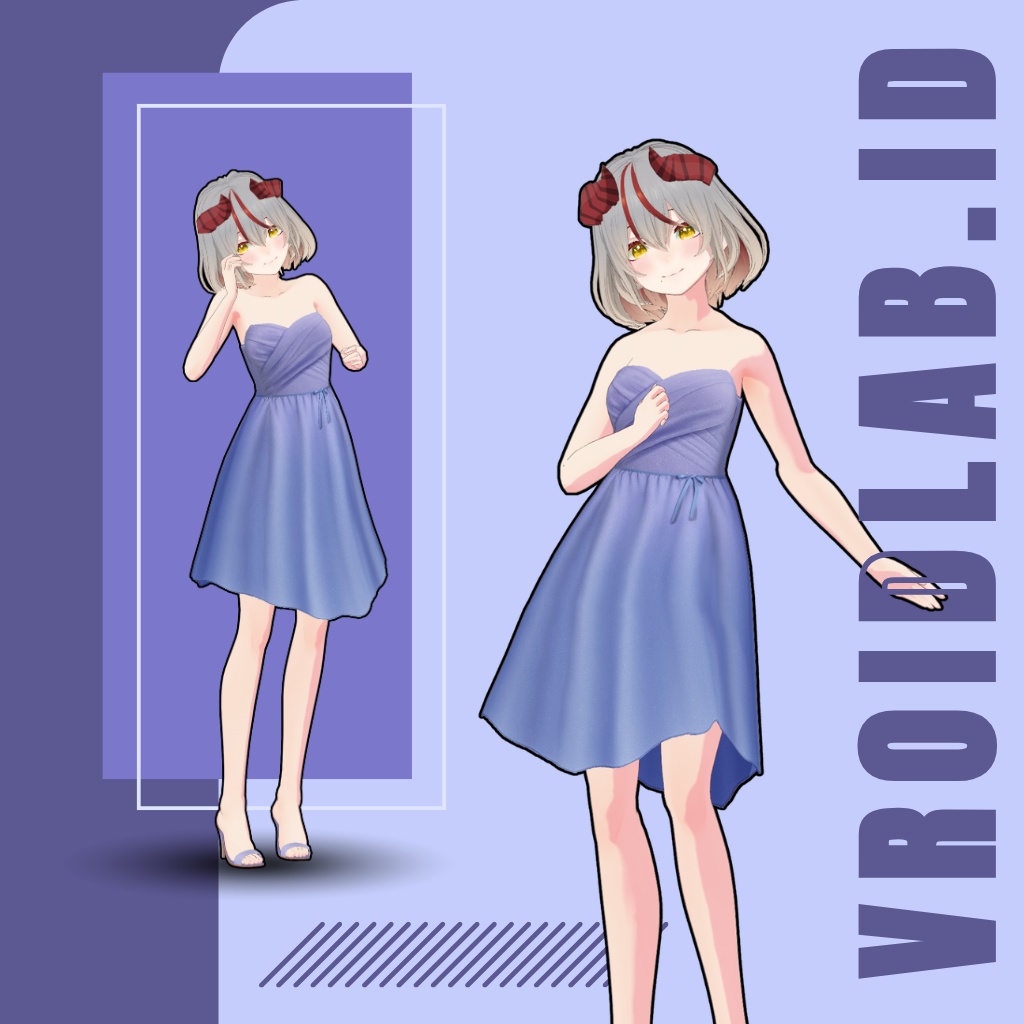 ぶるー おーきっど どれす | Blue Orchid Dress | VRoid Studio Outfit | Anime Style | Virtual Fashion