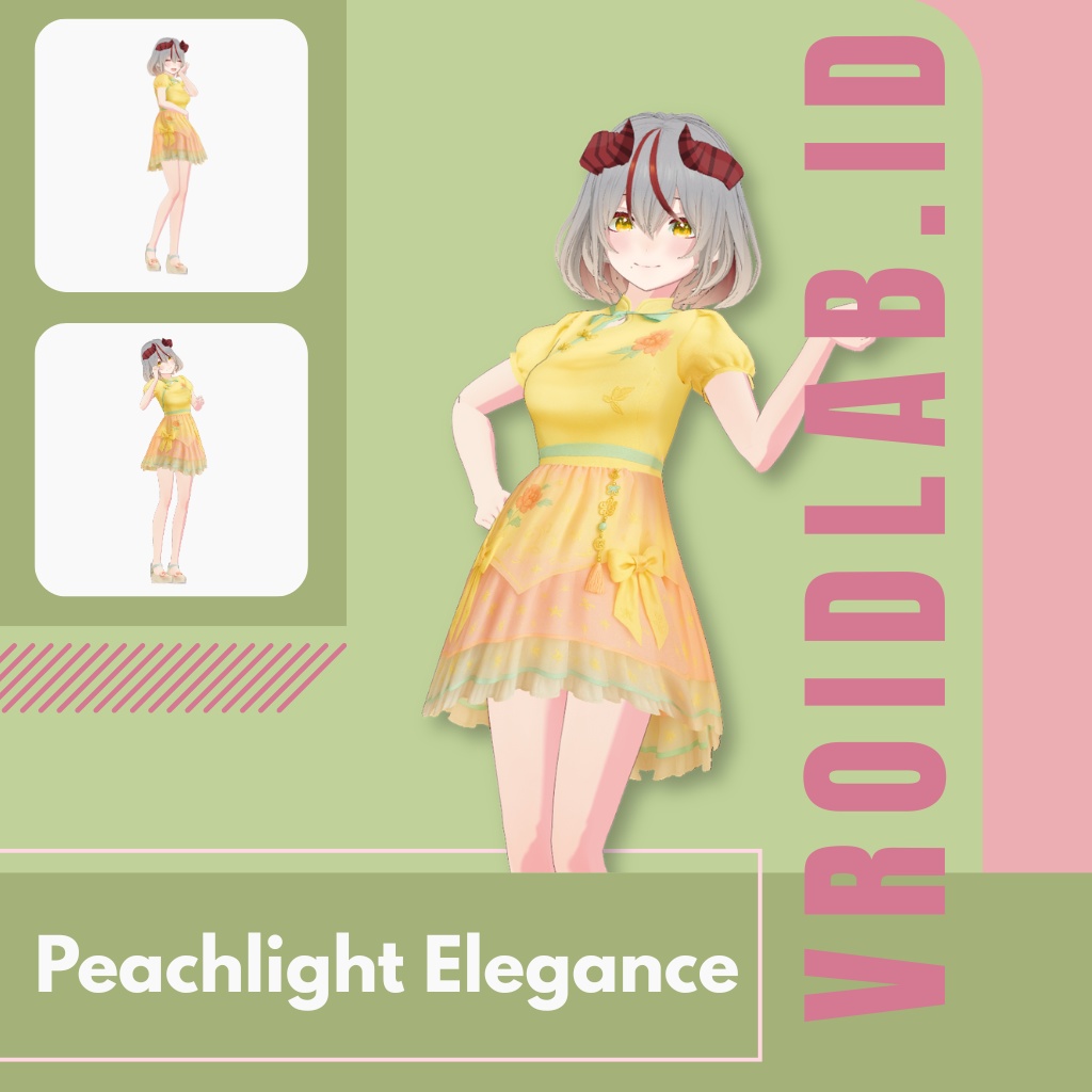 ぴーちらいとえれがんす | Peachlight Elegance | VRoid Studio Outfit | Anime Style | Virtual Fashion