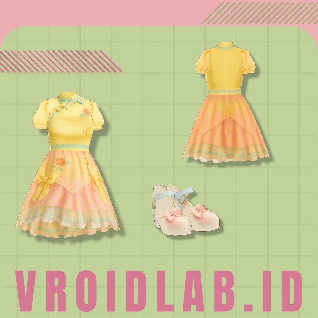 ぴーちらいとえれがんす | Peachlight Elegance | VRoid Studio Outfit | Anime Style | Virtual Fashion