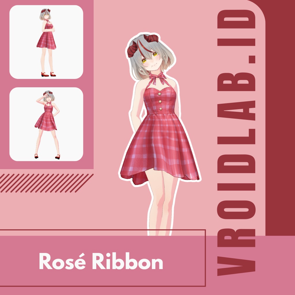 ろぜ りぼん すいんぐ | Rosé Ribbon Swing | VRoid Studio Outfit | Anime Style | Virtual Fashion