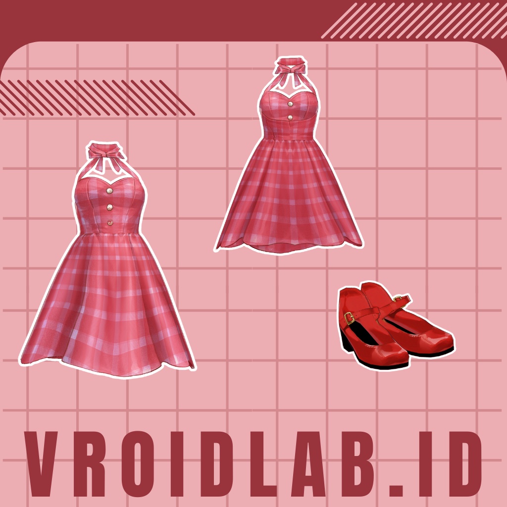 ろぜ りぼん すいんぐ | Rosé Ribbon Swing | VRoid Studio Outfit | Anime Style | Virtual Fashion