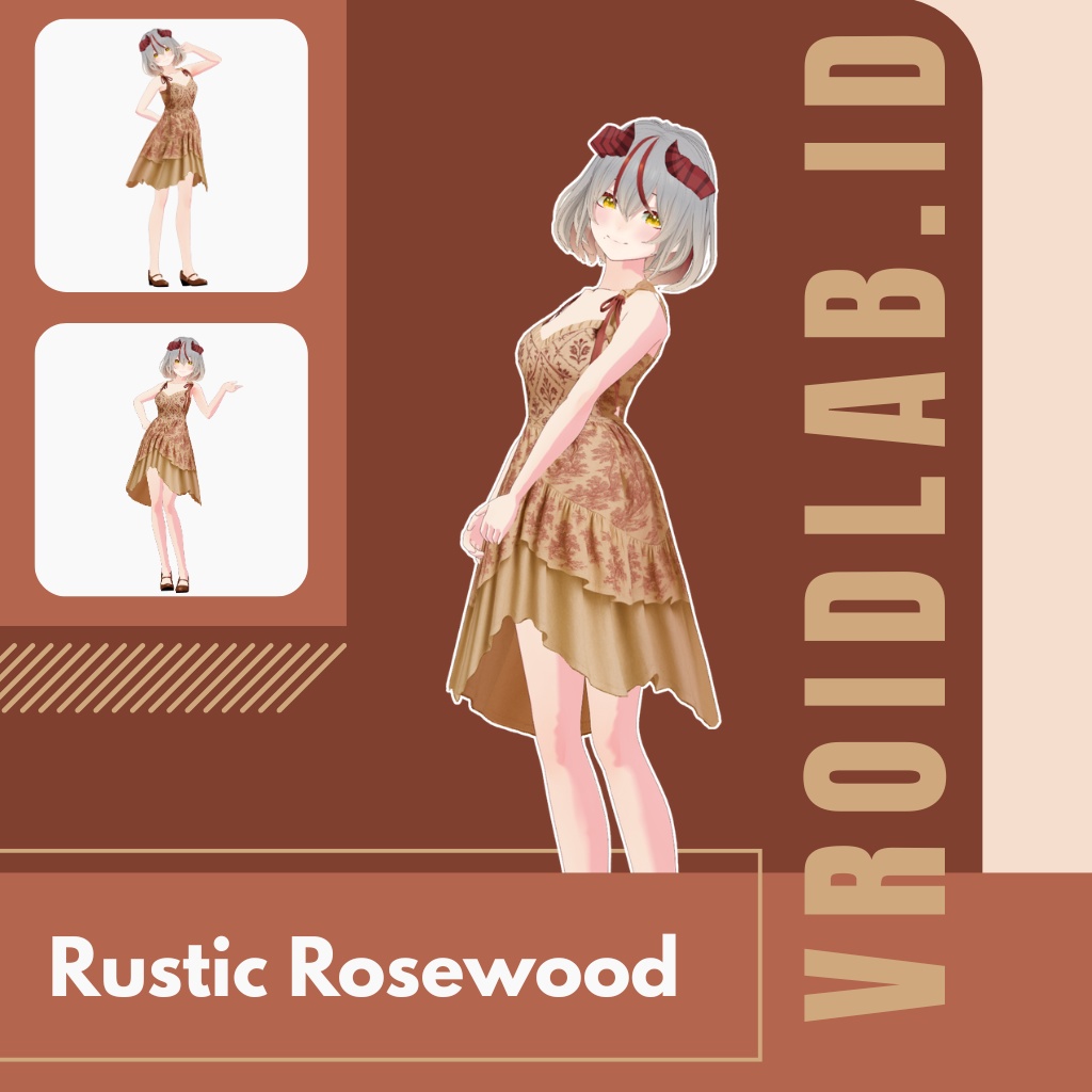 らすてぃっく ろーずうっど べる | Rustic Rosewood Belle | VRoid Studio Outfit | Anime Style | Virtual Fashion