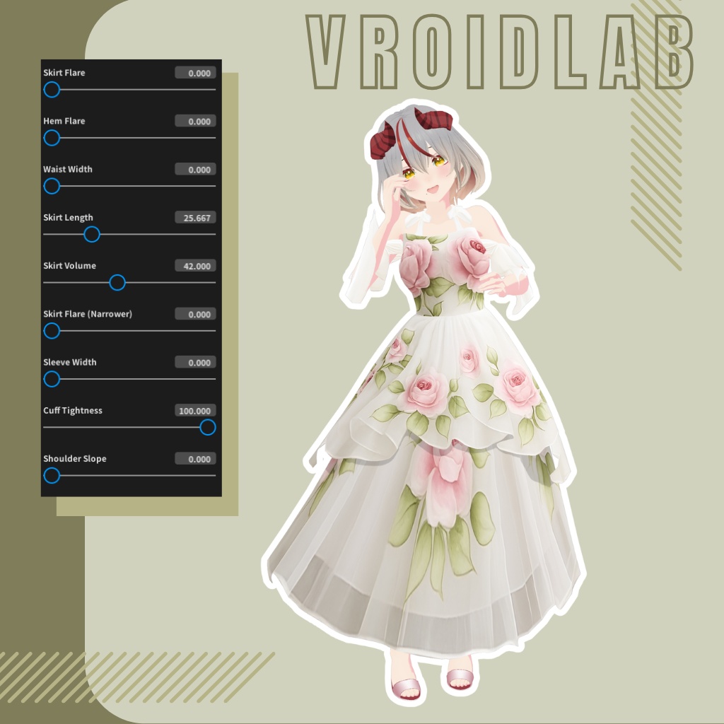 Rose Garden Ball Gown | VRoid Studio Outfit | Anime Style | Virtual Fashion