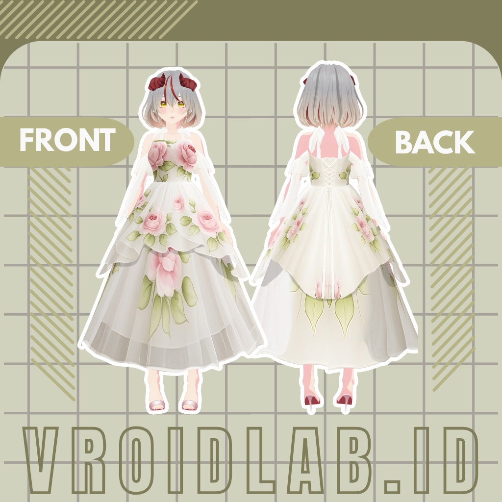 Rose Garden Ball Gown | VRoid Studio Outfit | Anime Style | Virtual Fashion