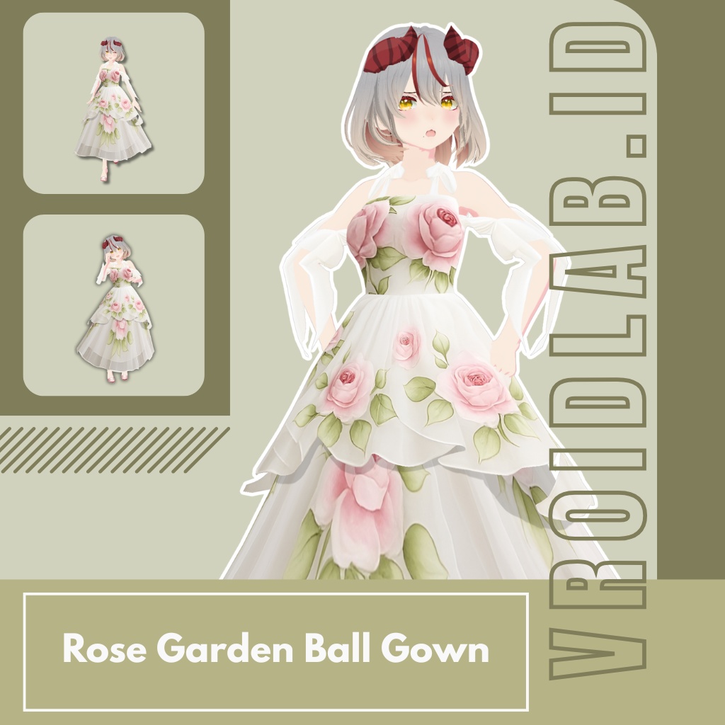 Rose Garden Ball Gown | VRoid Studio Outfit | Anime Style | Virtual Fashion