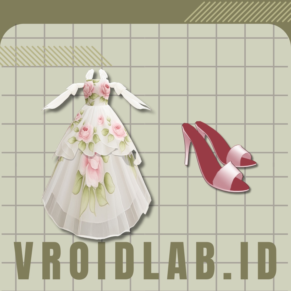Rose Garden Ball Gown | VRoid Studio Outfit | Anime Style | Virtual Fashion