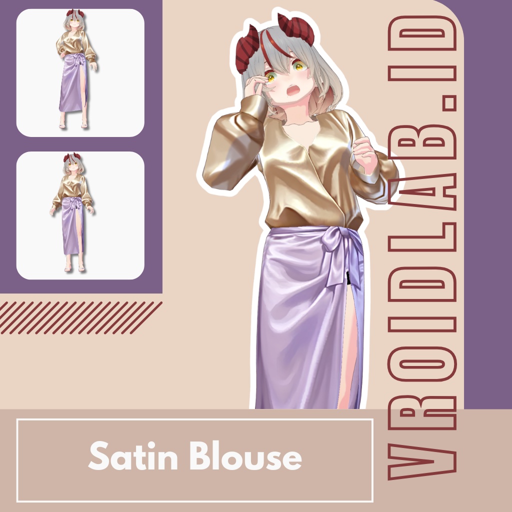 サテンブラウス Satin Blouse | VRoid Studio Outfit | Anime Style | Virtual Fashion