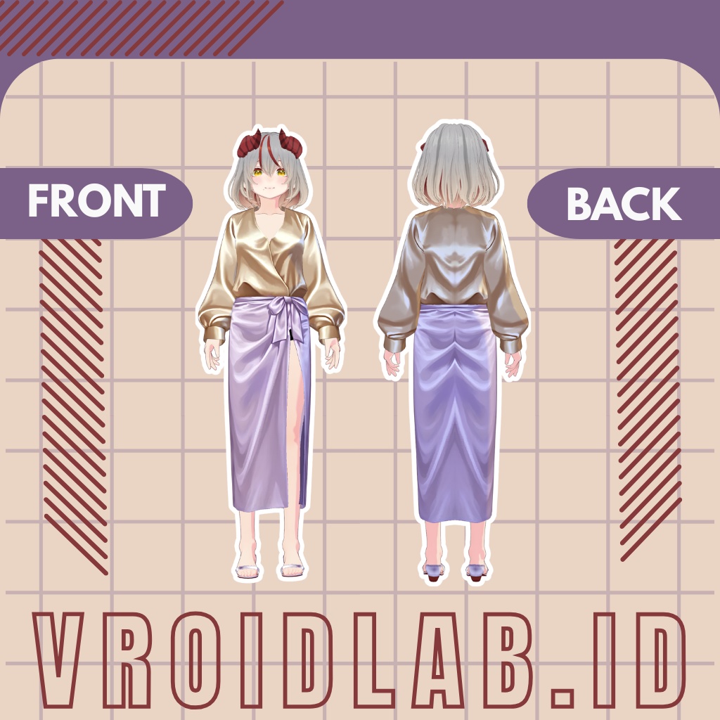 サテンブラウス Satin Blouse | VRoid Studio Outfit | Anime Style | Virtual Fashion