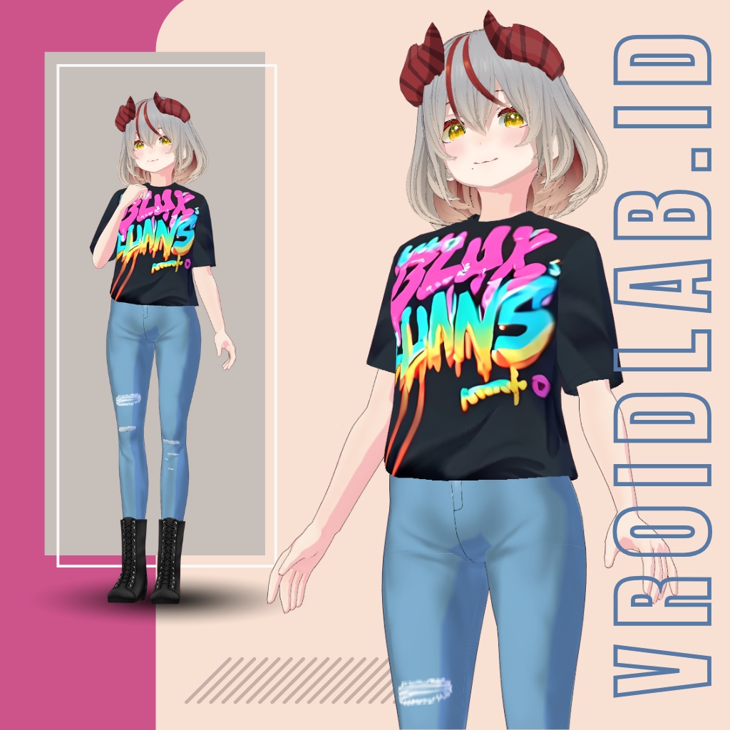 Black Shirt Blue Jeans 黒シャツ ブルージーンズ | VRoid Studio Outfit | Anime Style | Virtual Fashion