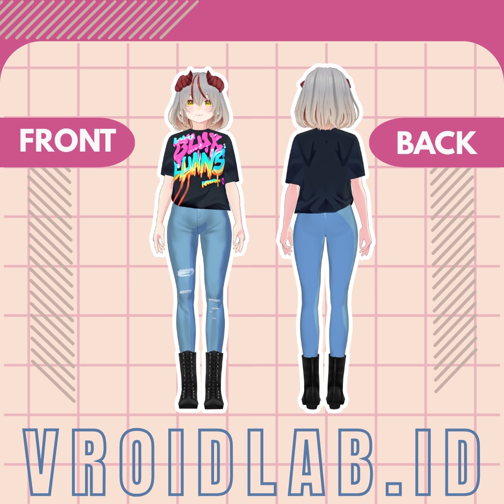 Black Shirt Blue Jeans 黒シャツ ブルージーンズ | VRoid Studio Outfit | Anime Style | Virtual Fashion